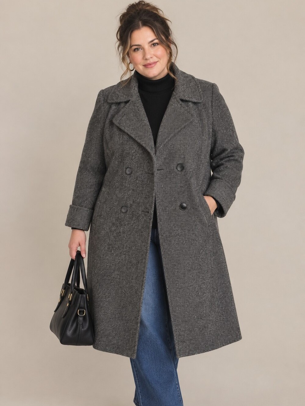 Vintage* Alorna Plus Sized Beautiful Dark Gray Tweed Long Jacket Sz 20